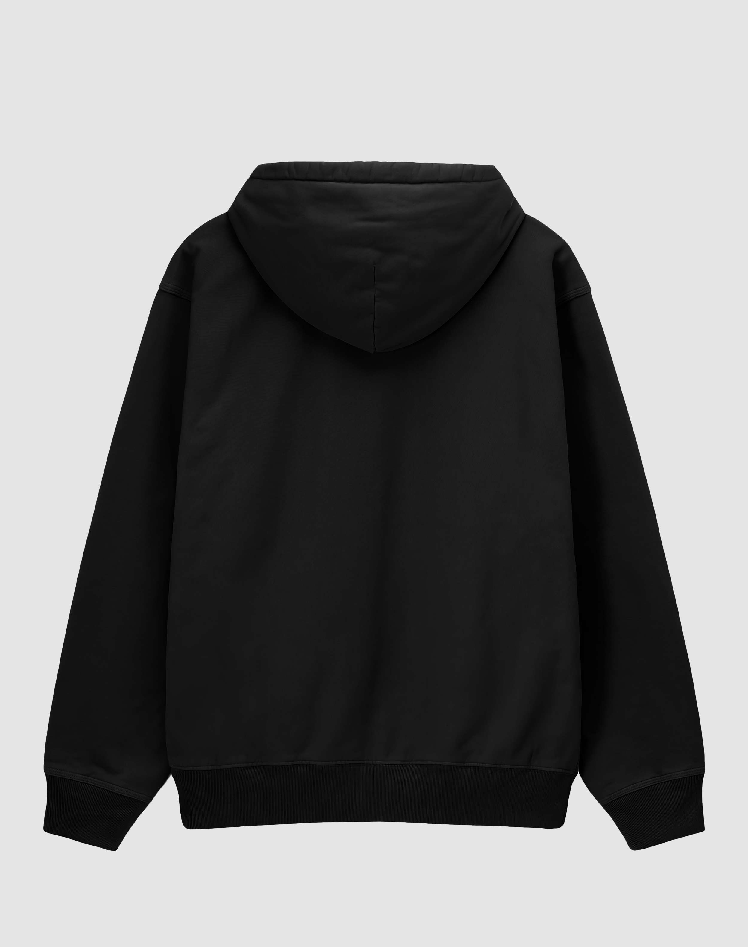 Siyah oversize kalıp baskısız kapüşonlu hoodie, arkadan görünüm